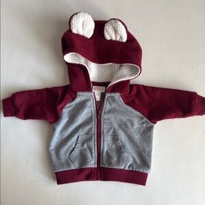 Cat & Jack Cozy Maroon and Gray Infant Hoodie Size 0-3 Months